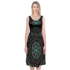 Mandala - 0008b - The Coffee Eye Midi Sleeveless Dress by WetdryvacsLair