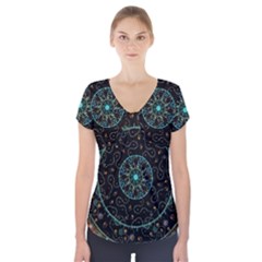 Mandala - 0008b - The Coffee Eye Short Sleeve Front Detail Top by WetdryvacsLair