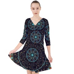 Mandala - 0008b - The Coffee Eye Quarter Sleeve Front Wrap Dress by WetdryvacsLair