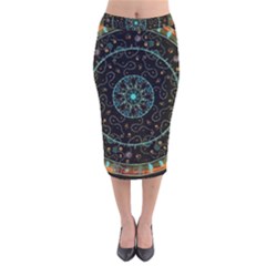 Mandala - 0008b - The Coffee Eye Velvet Midi Pencil Skirt by WetdryvacsLair