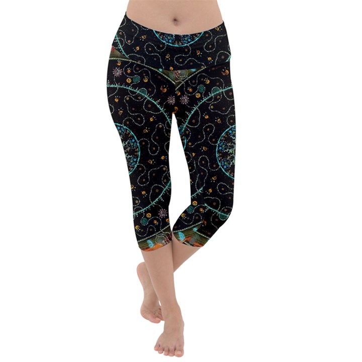 Mandala - 0008b - The Coffee Eye Lightweight Velour Capri Yoga Leggings