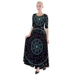 Mandala - 0008b - The Coffee Eye Half Sleeves Maxi Dress by WetdryvacsLair