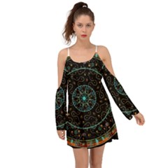 Mandala - 0008b - The Coffee Eye Kimono Sleeves Boho Dress by WetdryvacsLair