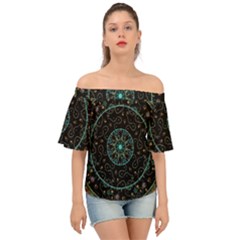 Mandala - 0008b - The Coffee Eye Off Shoulder Short Sleeve Top by WetdryvacsLair