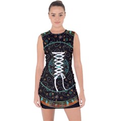 Mandala - 0008b - The Coffee Eye Lace Up Front Bodycon Dress by WetdryvacsLair