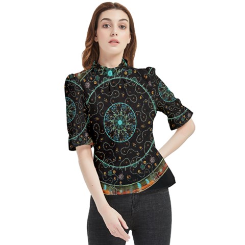 Mandala - 0008b - The Coffee Eye Frill Neck Blouse by WetdryvacsLair