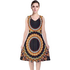 Mandala - 0009 - A Fast 24 V-neck Midi Sleeveless Dress  by WetdryvacsLair