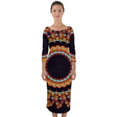 Mandala - 0009 - A Fast 24 Quarter Sleeve Midi Bodycon Dress by WetdryvacsLair