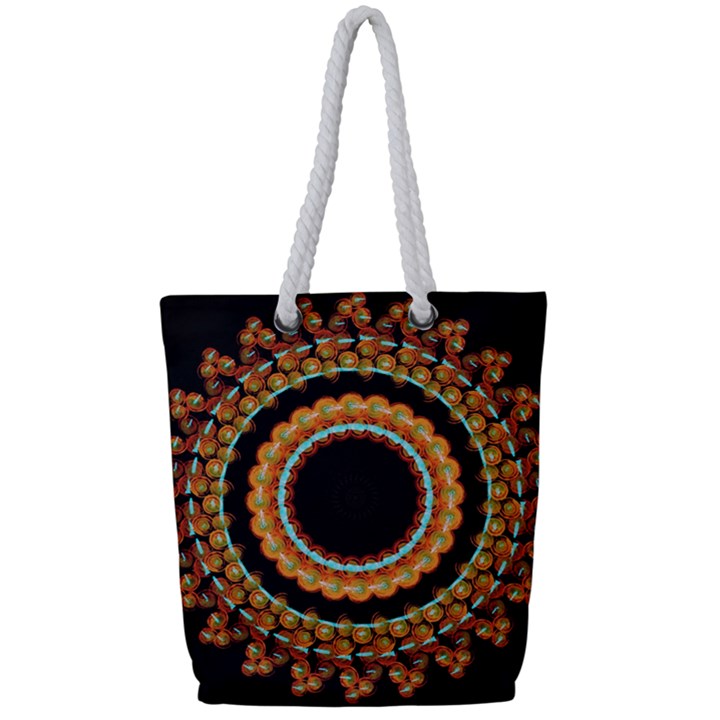 Mandala - 0009 - A Fast 24 Full Print Rope Handle Tote (Small)