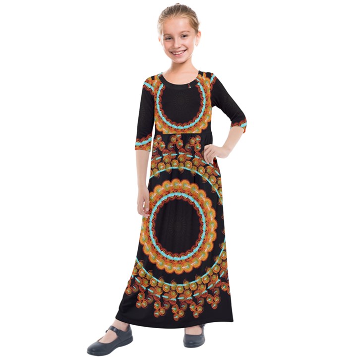 Mandala - 0009 - A Fast 24 Kids  Quarter Sleeve Maxi Dress