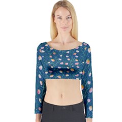 Unusual Flowers Long Sleeve Crop Top by SychEva