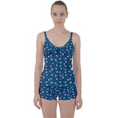 Unusual Flowers Tie Front Two Piece Tankini by SychEva