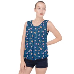 Unusual Flowers Bubble Hem Chiffon Tank Top by SychEva