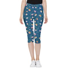 Unusual Flowers Inside Out Lightweight Velour Capri Leggings  by SychEva