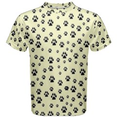 Pattern Silhoutte Paw On Yellow Men s Cotton Tee by JustToWear