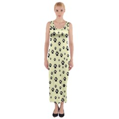 Pattern Silhoutte Paw On Yellow Fitted Maxi Dress by JustToWear