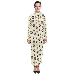 Pattern Silhoutte Paw On Yellow Turtleneck Maxi Dress by JustToWear