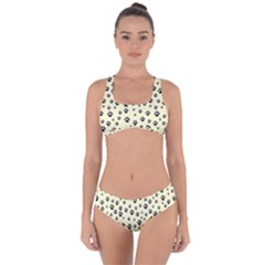 Pattern Silhoutte Paw On Yellow Criss Cross Bikini Set by JustToWear