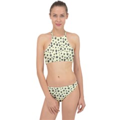 Pattern Silhoutte Paw On Yellow Racer Front Bikini Set by JustToWear