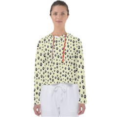 Pattern Silhoutte Paw On Yellow Women s Slouchy Sweat