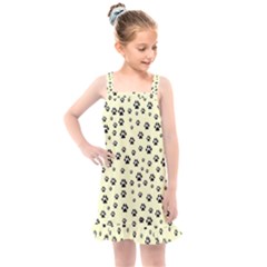 Pattern Silhoutte Paw On Yellow Kids  Overall Dress by JustToWear