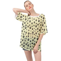 Pattern Silhoutte Paw On Yellow Oversized Chiffon Top by JustToWear