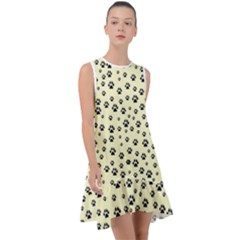 Pattern Silhoutte Paw On Yellow Frill Swing Dress by JustToWear