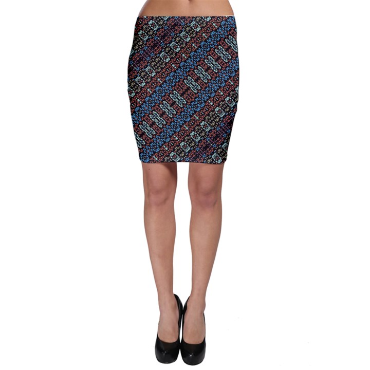 Multicolored Mosaic Print Pattern Bodycon Skirt