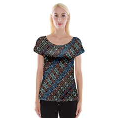 Multicolored Mosaic Print Pattern Cap Sleeve Top by dflcprintsclothing