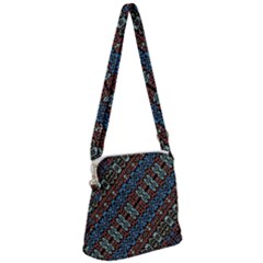 Multicolored Mosaic Print Pattern Zipper Messenger Bag by dflcprintsclothing