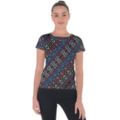 Multicolored Mosaic Print Pattern Short Sleeve Sports Top  by dflcprintsclothing