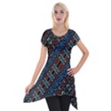 Multicolored Mosaic Print Pattern Short Sleeve Side Drop Tunic View1