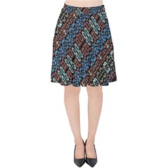 Multicolored Mosaic Print Pattern Velvet High Waist Skirt by dflcprintsclothing