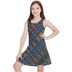 Multicolored Mosaic Print Pattern Kids  Lightweight Sleeveless Dress by dflcprintsclothing