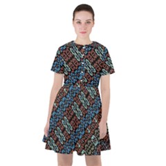 Multicolored Mosaic Print Pattern Sailor Dress