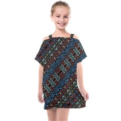 Multicolored Mosaic Print Pattern Kids  One Piece Chiffon Dress by dflcprintsclothing