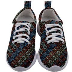 Multicolored Mosaic Print Pattern Kids Athletic Shoes by dflcprintsclothing