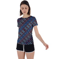 Multicolored Mosaic Print Pattern Back Circle Cutout Sports Tee by dflcprintsclothing