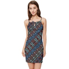 Multicolored Mosaic Print Pattern Summer Tie Front Dress