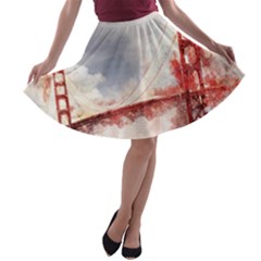 Golden Gate Bridge A-line Skater Skirt by goljakoff