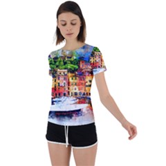 Pier Back Circle Cutout Sports Tee by goljakoff