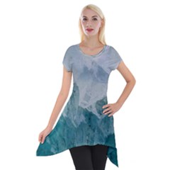 Green Blue Sea Short Sleeve Side Drop Tunic by goljakoff