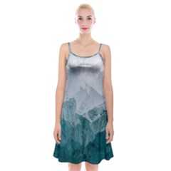 Green Blue Sea Spaghetti Strap Velvet Dress by goljakoff