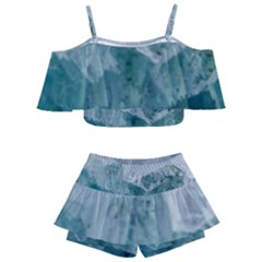 Green Blue Sea Kids  Off Shoulder Skirt Bikini by goljakoff