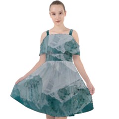 Green Blue Sea Cut Out Shoulders Chiffon Dress by goljakoff