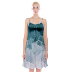 Blue Sea Spaghetti Strap Velvet Dress by goljakoff