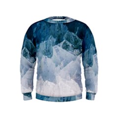 Blue Sea Waves Kids  Sweatshirt by goljakoff