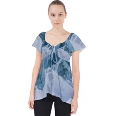 Blue Sea Waves Lace Front Dolly Top