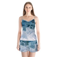 Blue Sea Waves Satin Pajamas Set by goljakoff