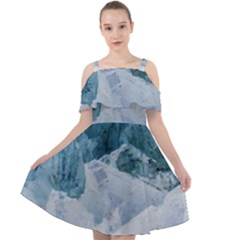 Blue Sea Waves Cut Out Shoulders Chiffon Dress by goljakoff